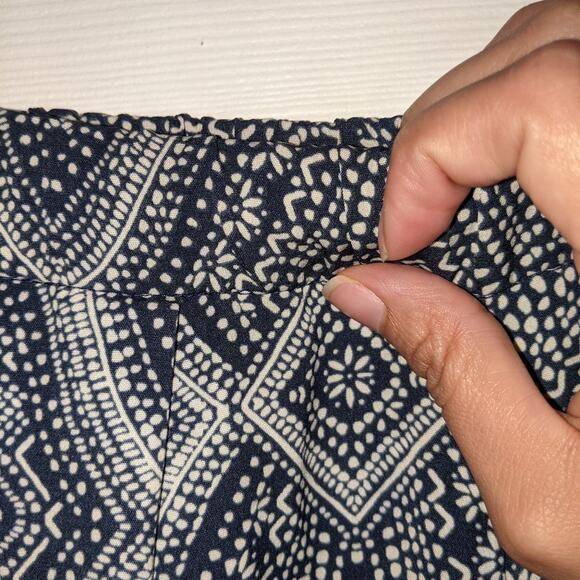 H&M Conscious Blue & Tan Boho Bollywood Tribal Hippie Batik Print Palazzo Pants - Picture 9 of 13